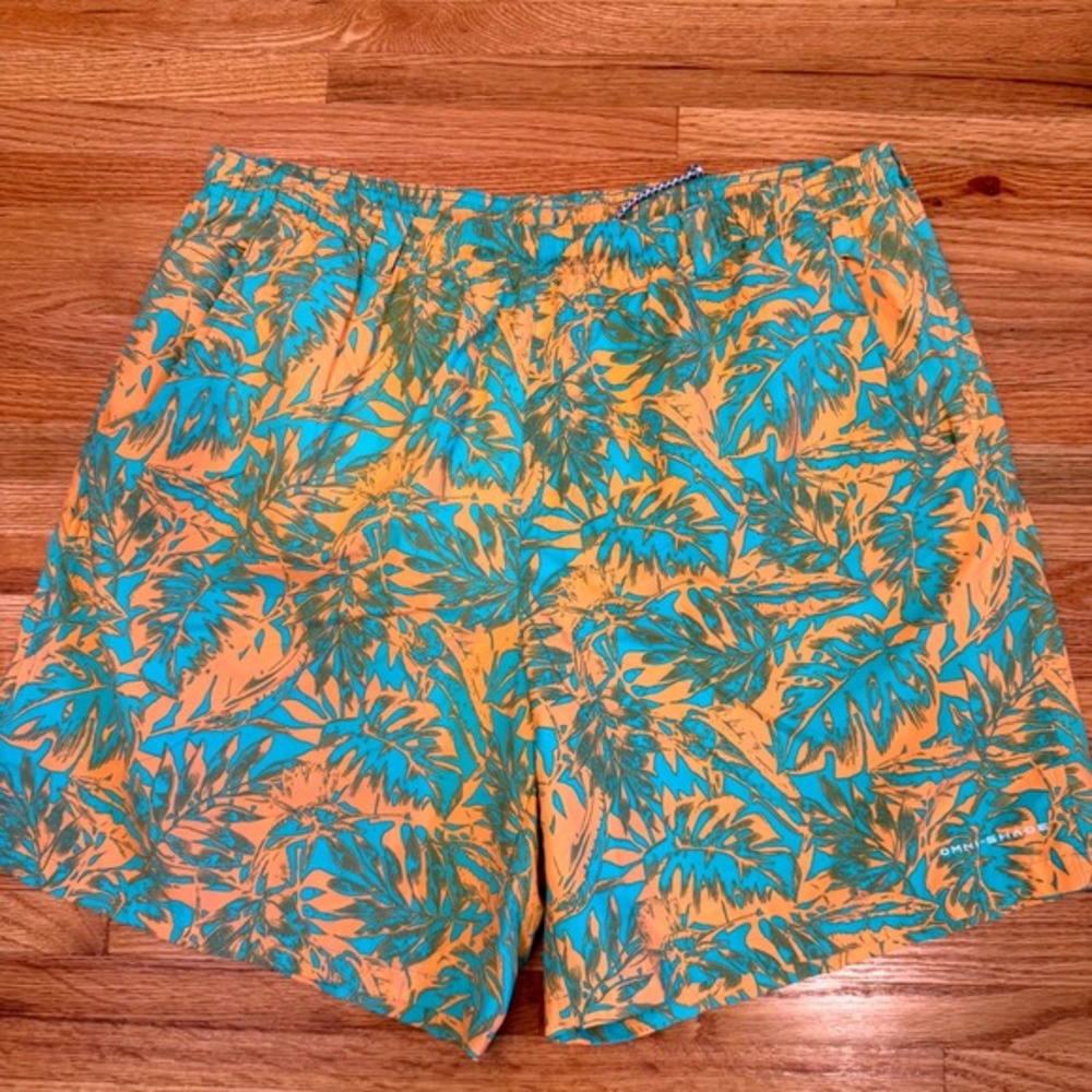 Columbia PFG Palm Print Swim Trunks Omni-Shade XL‎ Performance Fishing Gear
